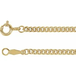 14K Yellow 2.25 mm Solid Curb Link 18" Chain