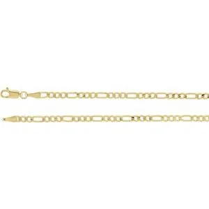 14K Yellow 3 mm Solid Figaro 20" Chain