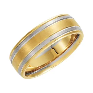 14K Yellow & White 7mm Designer Band Size 10.5