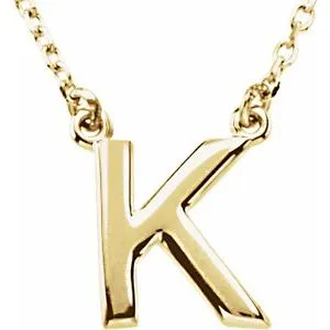 14K Yellow Block Initial K 16" Necklace
