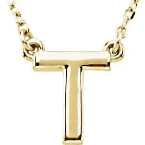 14K Yellow Block Initial T 16" Necklace