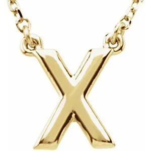 14K Yellow Block Initial X 16" Necklace