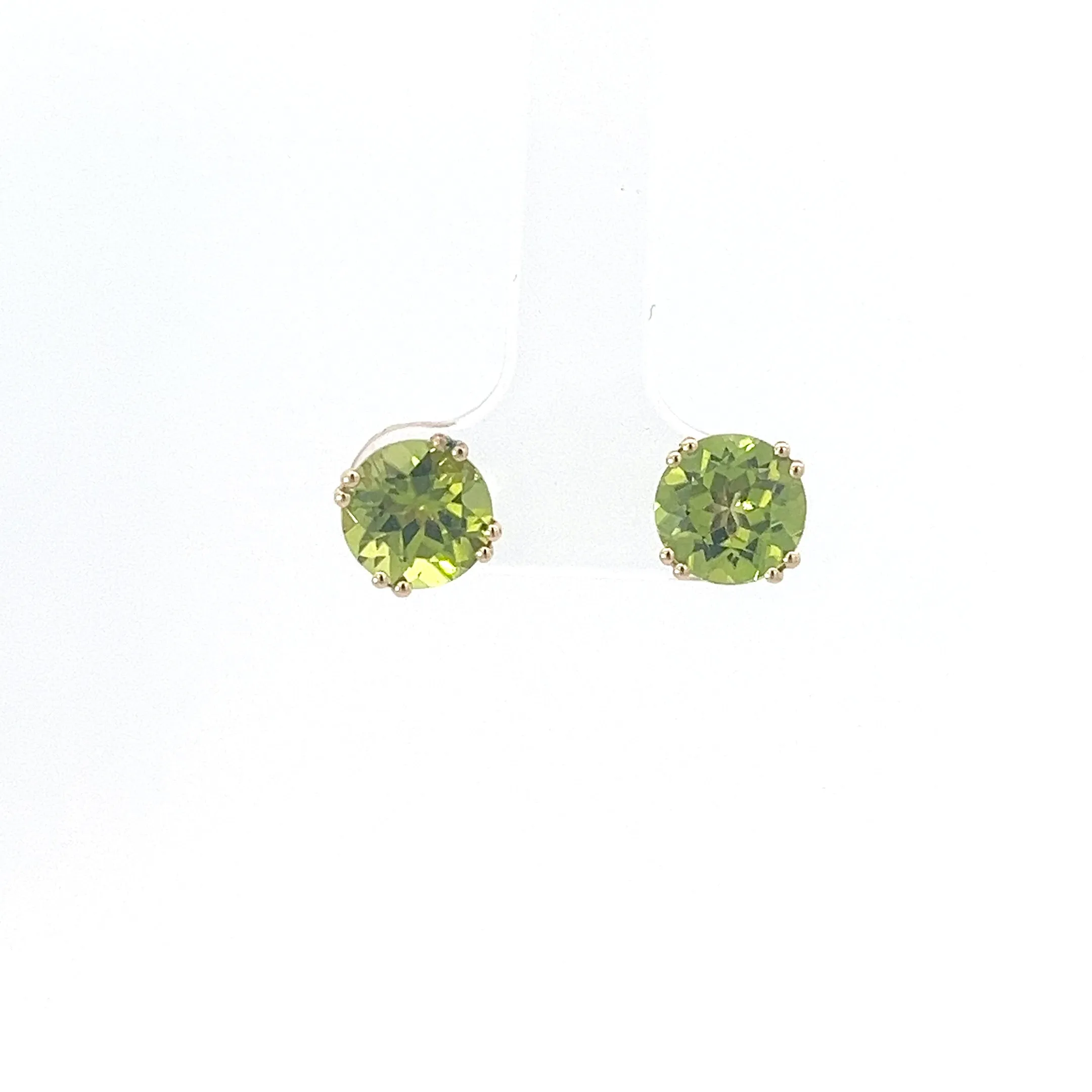 14K YELLOW GOLD 4.80CT PERIDOT 9.25MM ROUND STUD EARRINGS
