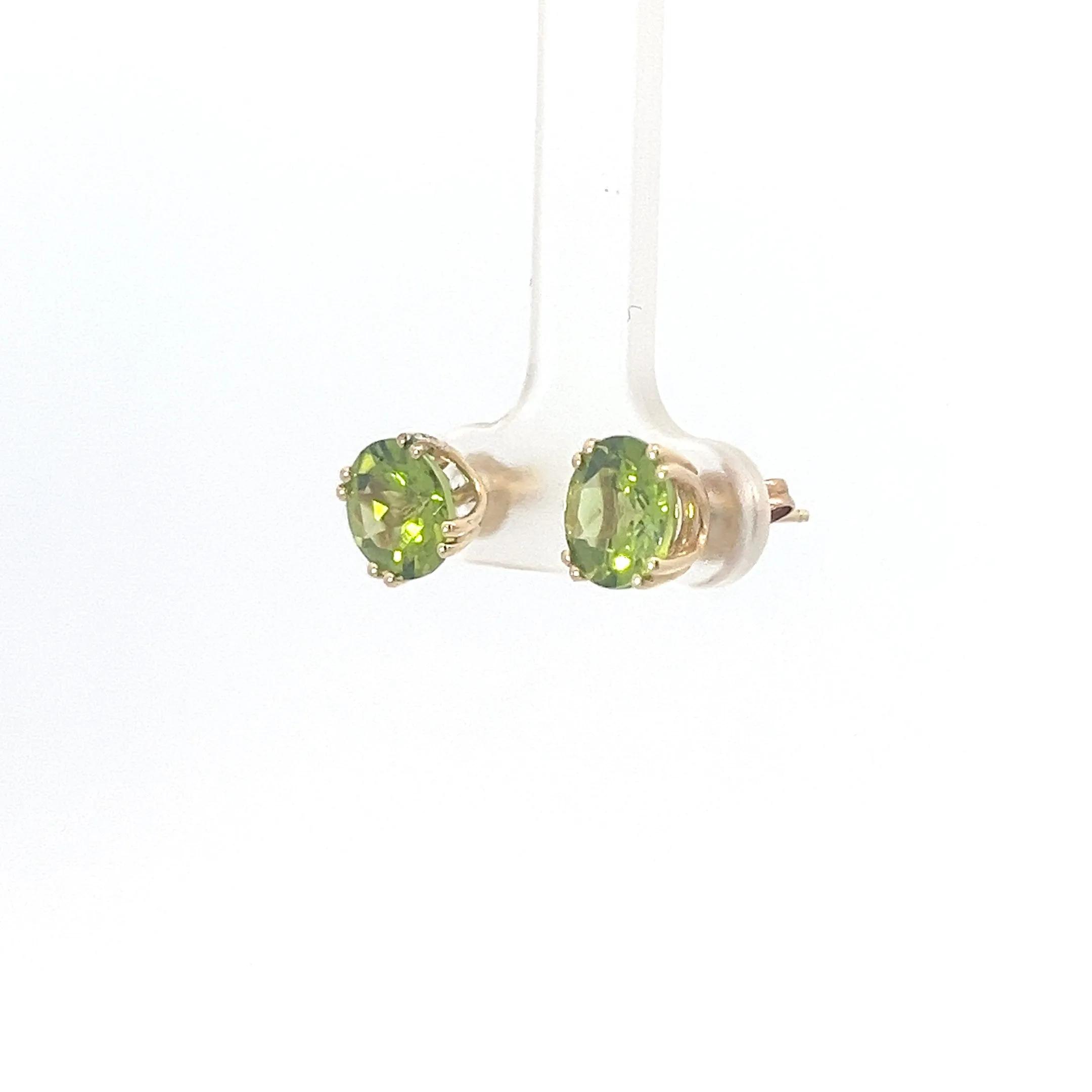 14K YELLOW GOLD 4.80CT PERIDOT 9.25MM ROUND STUD EARRINGS