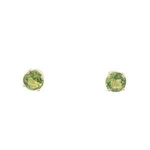 14K YELLOW GOLD 4.80CT PERIDOT 9.25MM ROUND STUD EARRINGS