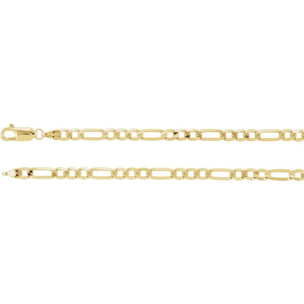 14k Yellow Gold 4mm Figaro 7" Chain