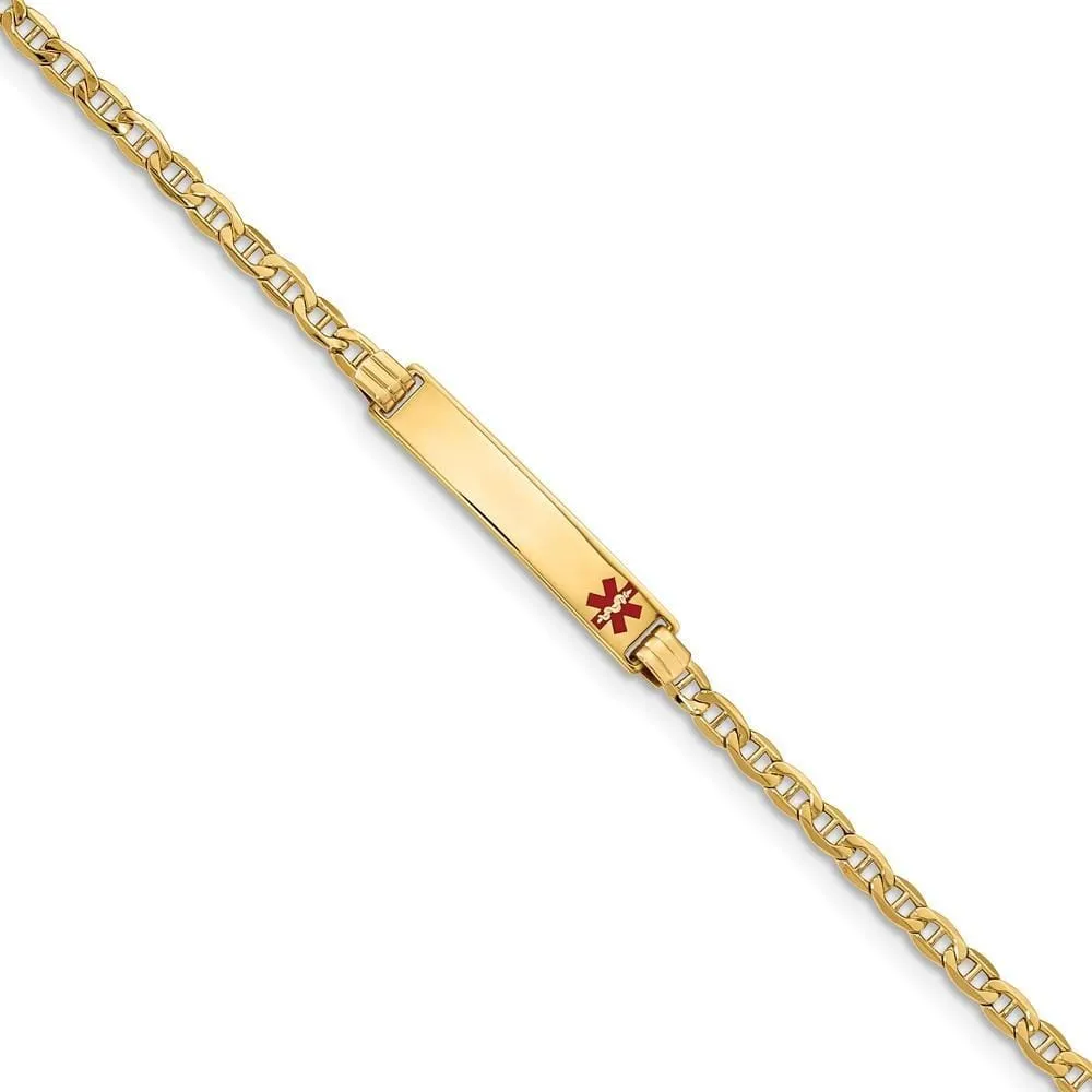 14K Yellow Gold Anchor Link Medical ID Bracelet