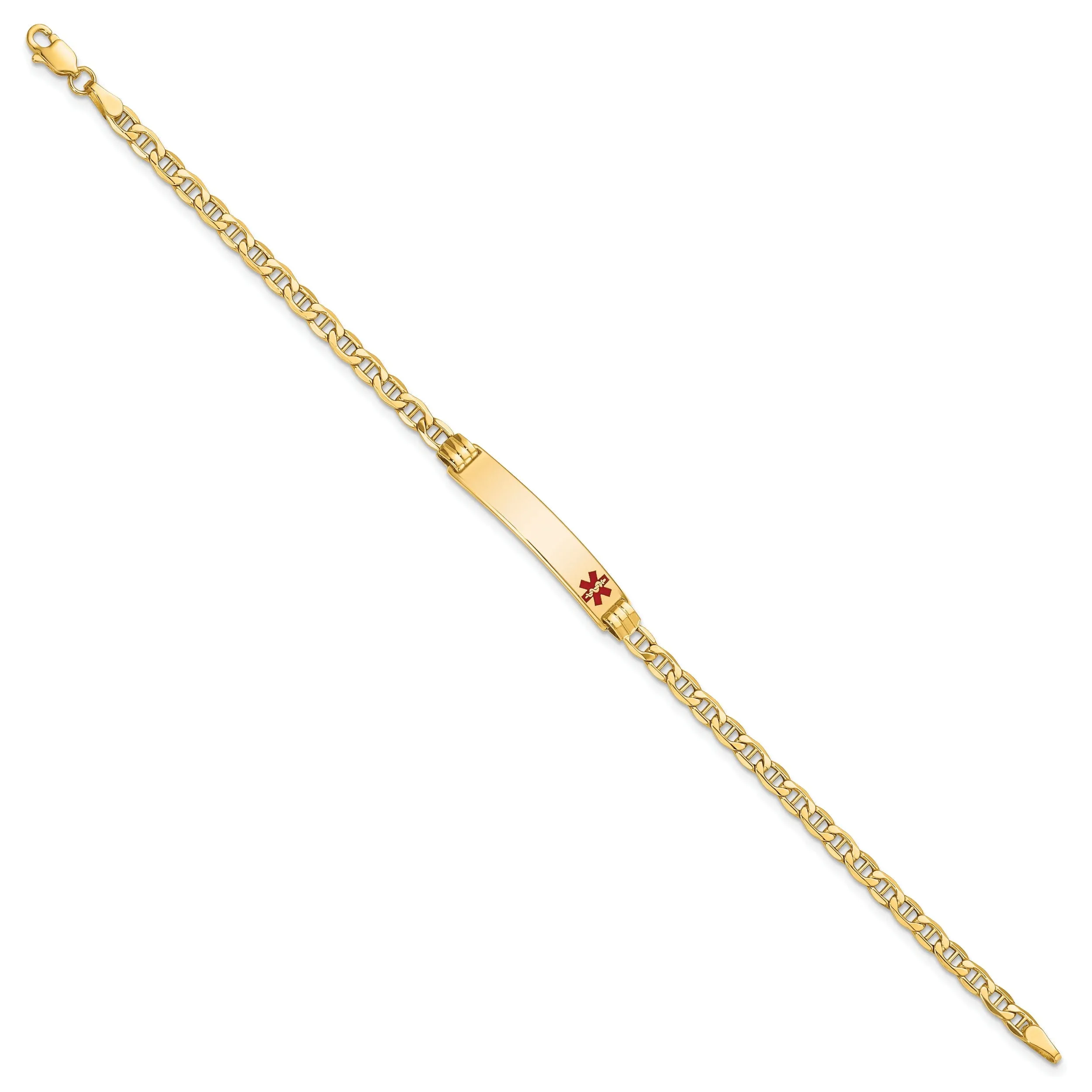 14K Yellow Gold Anchor Link Medical ID Bracelet