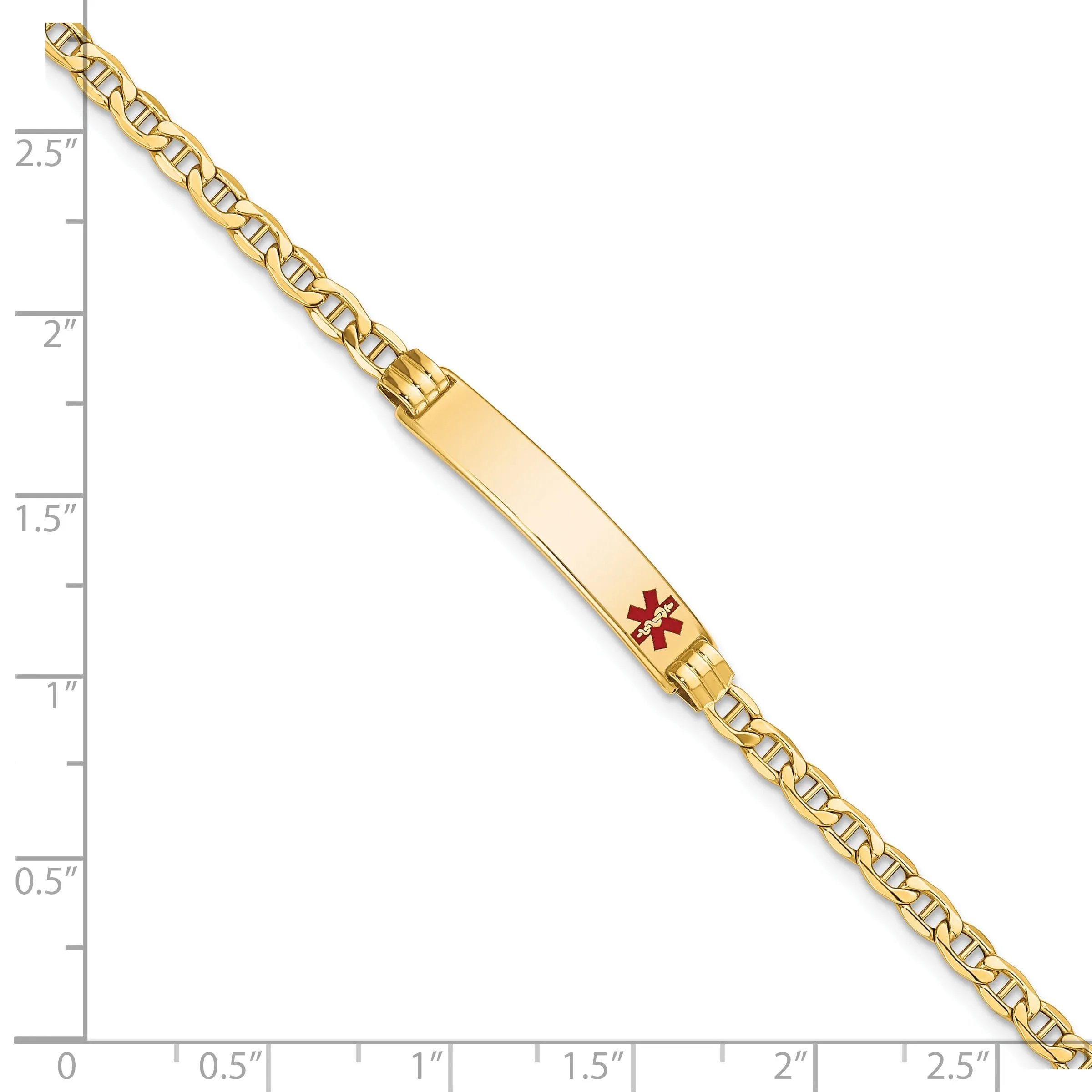 14K Yellow Gold Anchor Link Medical ID Bracelet