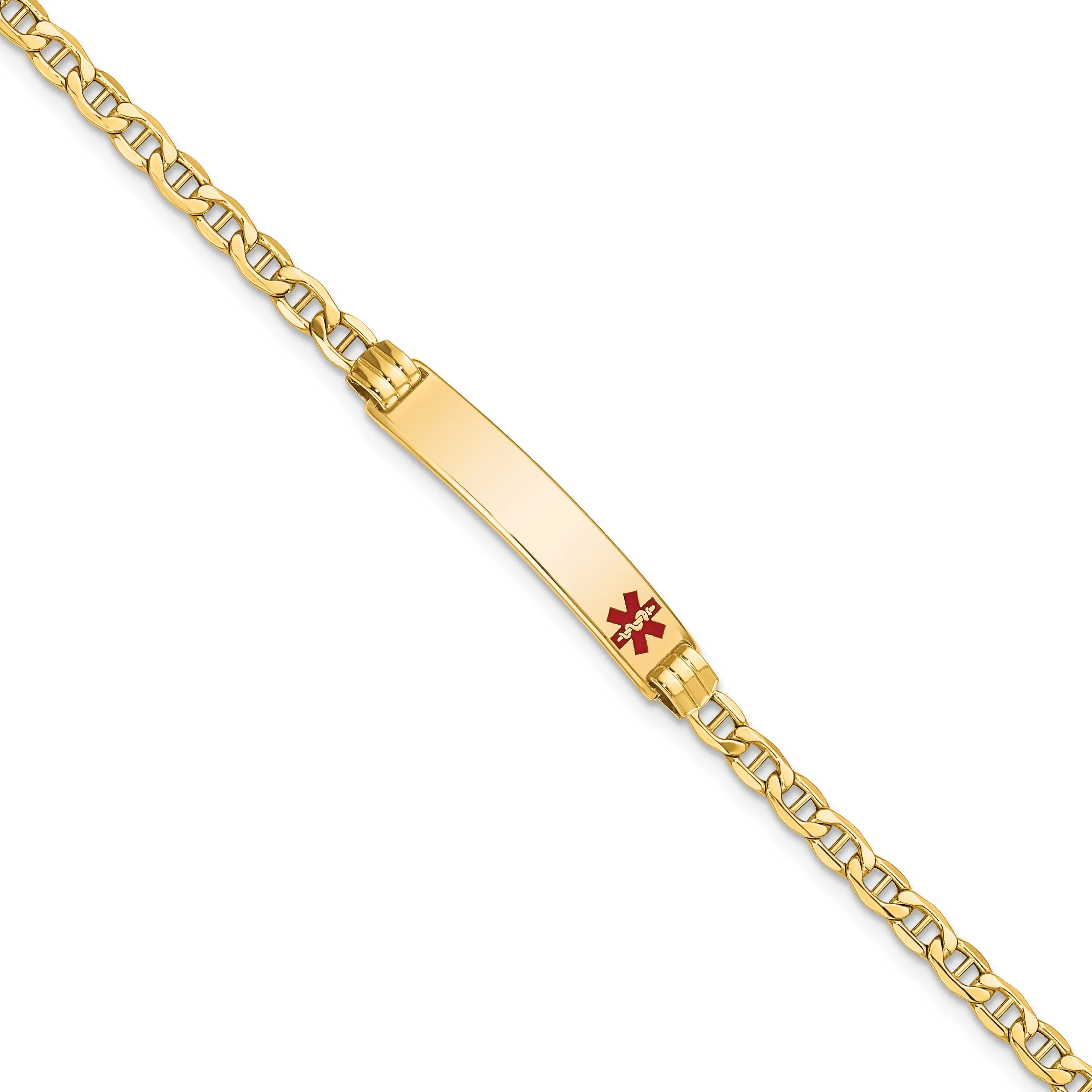 14K Yellow Gold Anchor Link Medical ID Bracelet