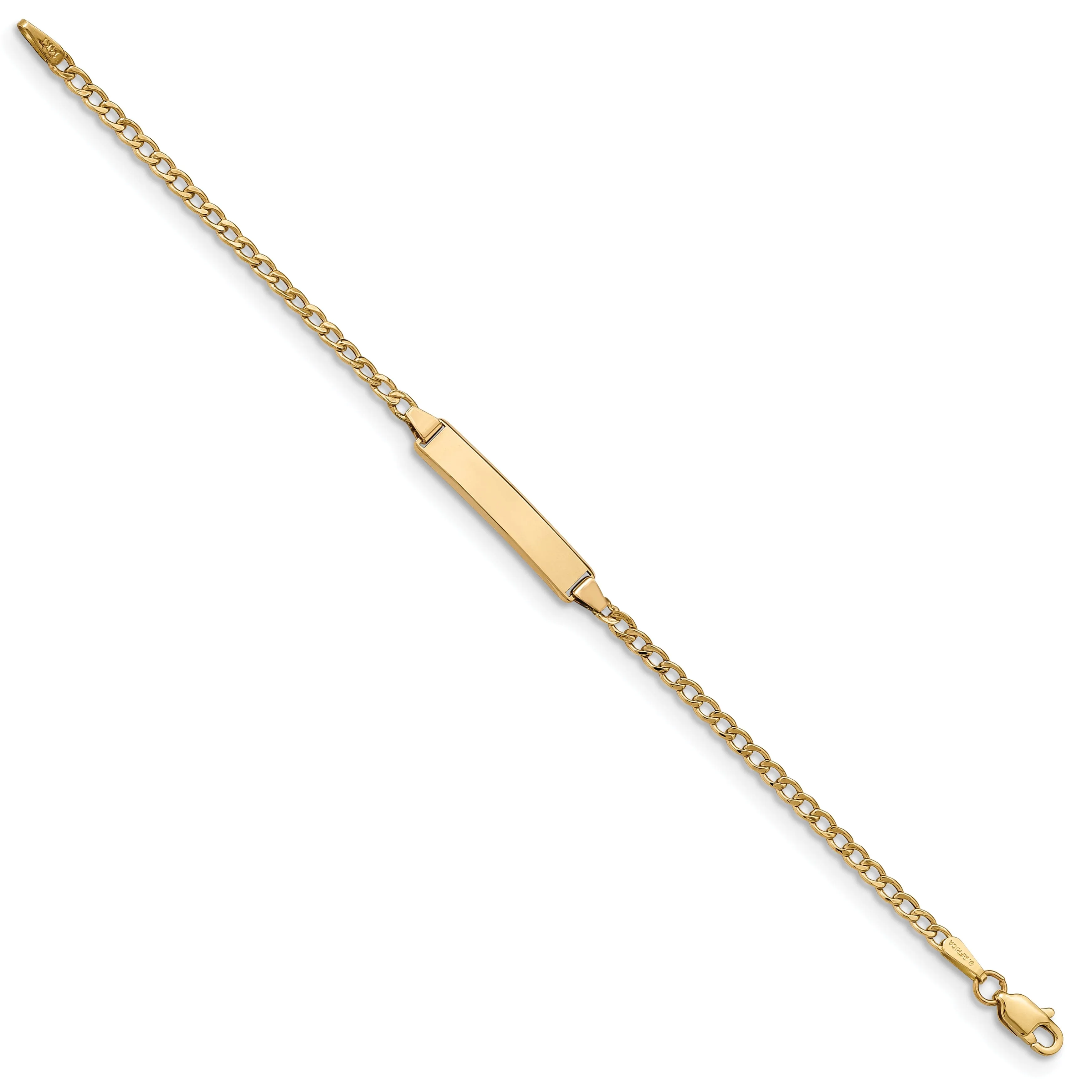 14K Yellow Gold Children Cuban Link ID Bracelet