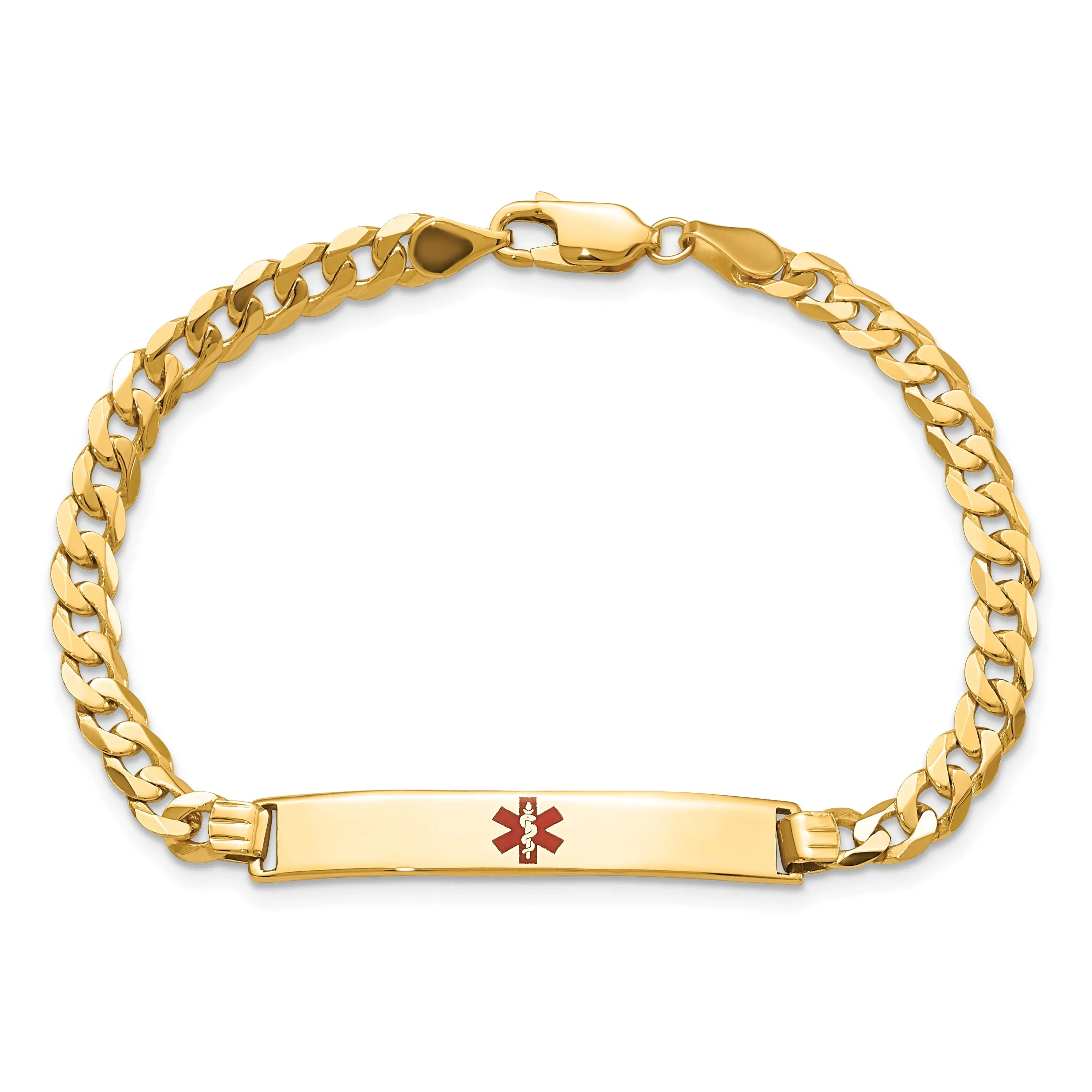 14K Yellow Gold Curb Link Medical ID Bracelet