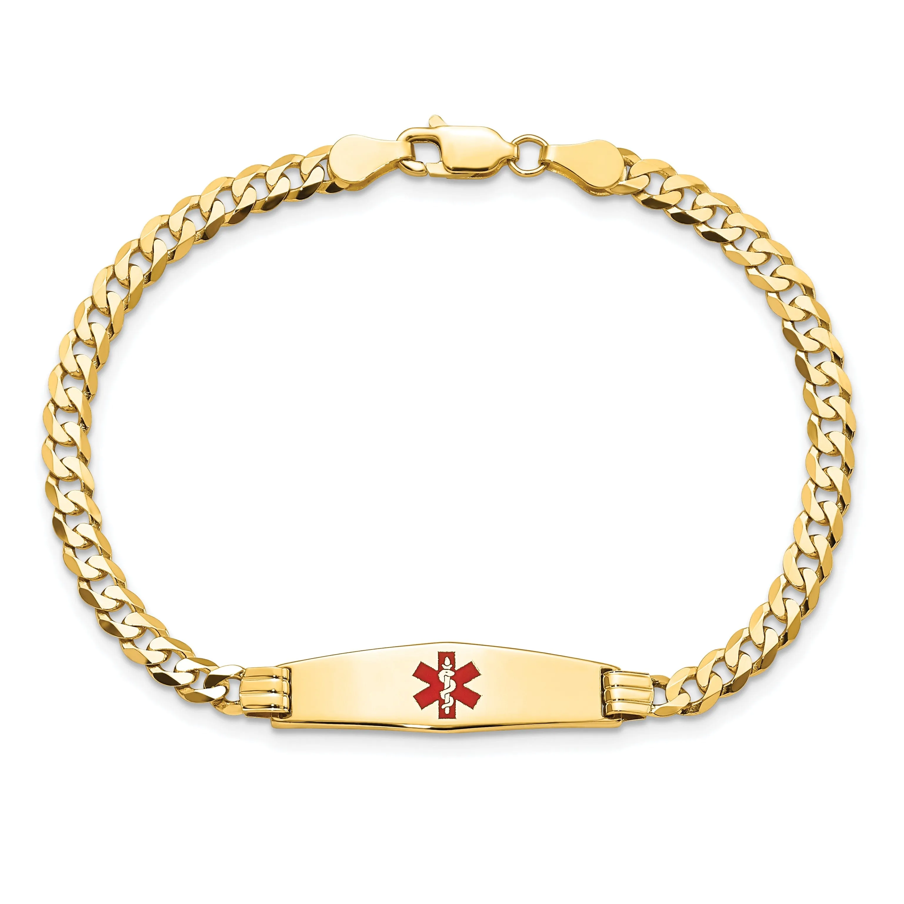 14K Yellow Gold Curb Link Medical ID Bracelet