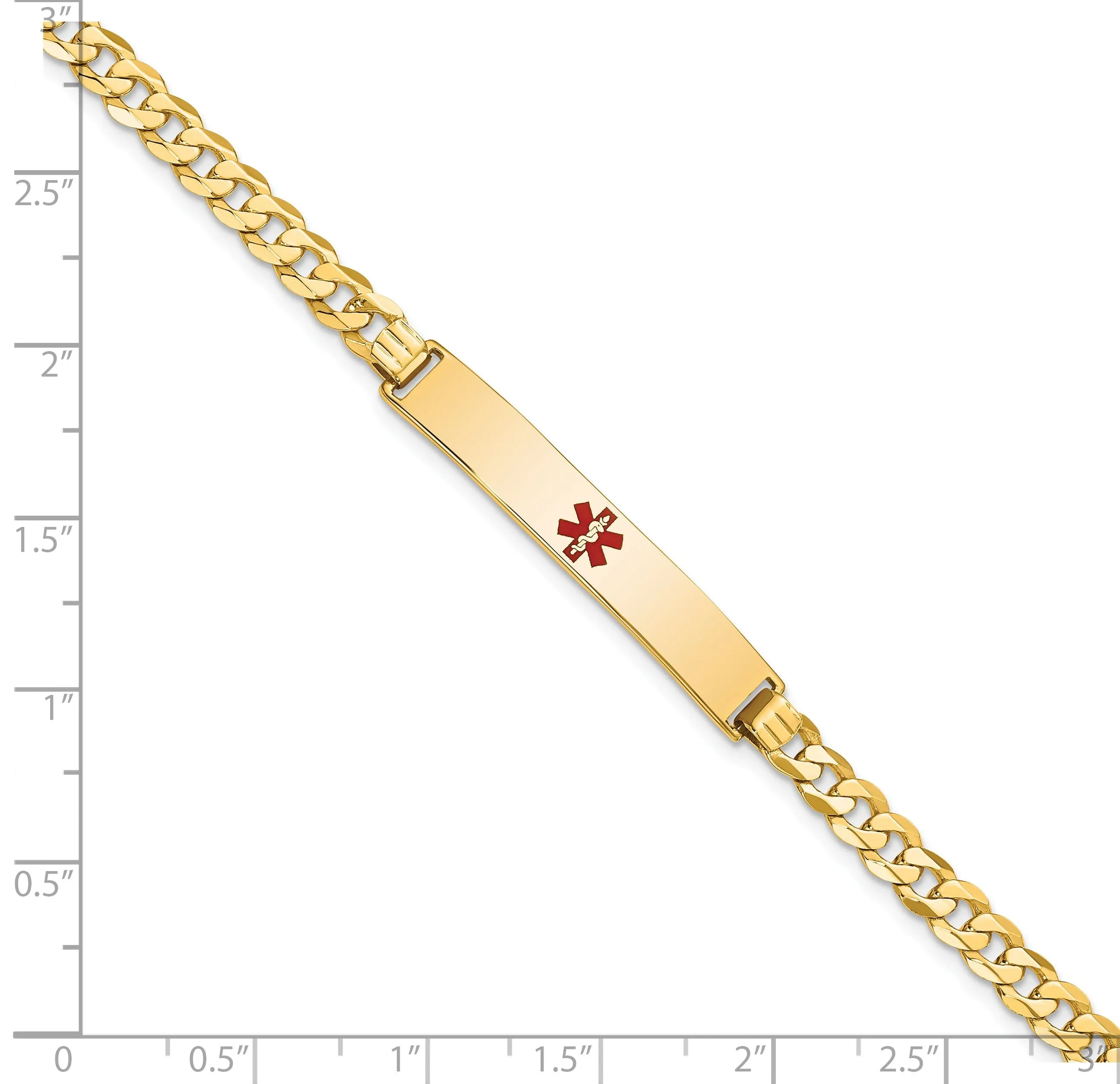 14K Yellow Gold Curb Link Medical ID Bracelet