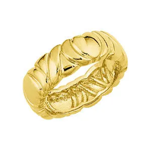 14k Yellow Gold Designer 6.5mm Bands, Size 7