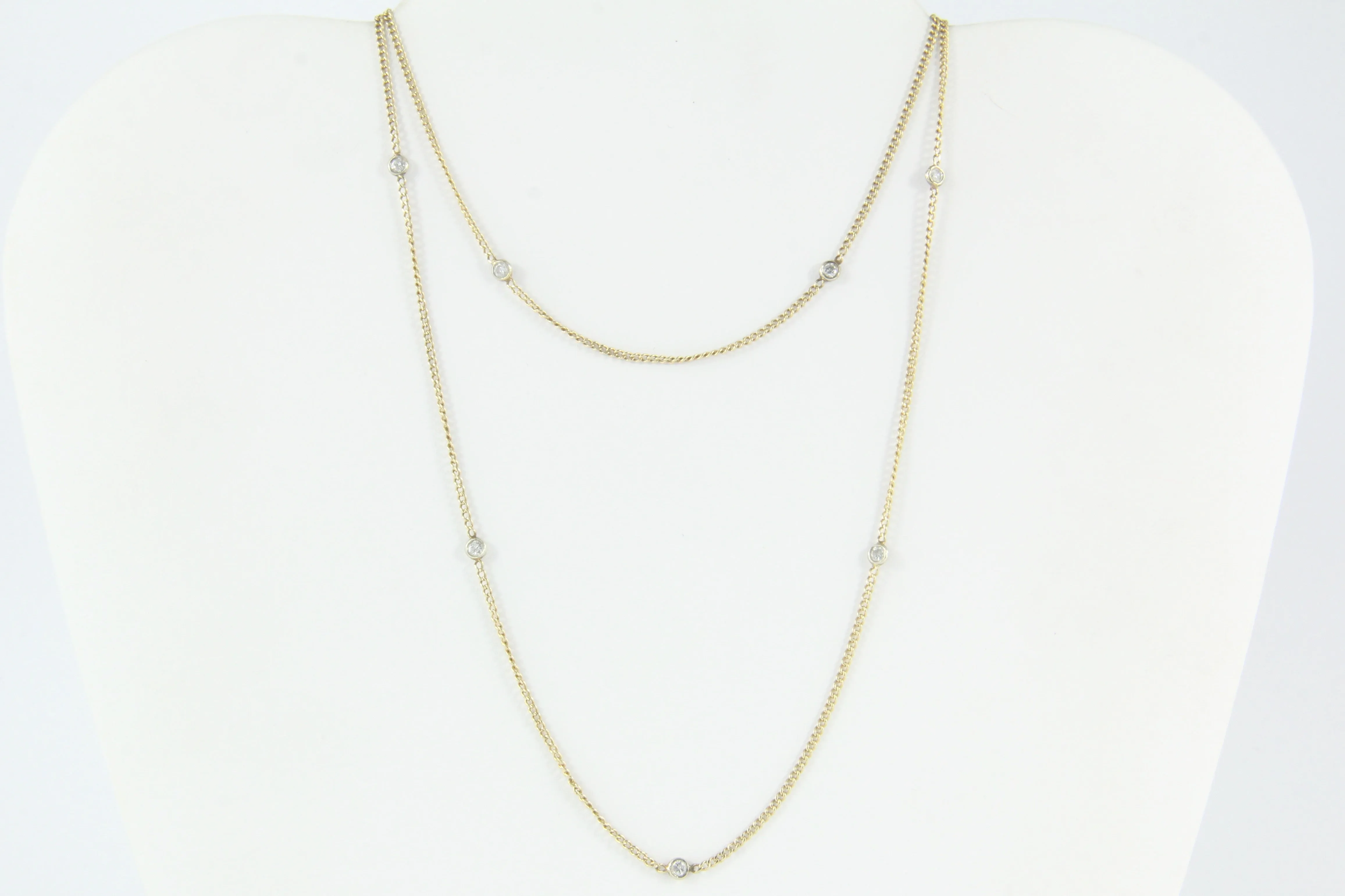 14K Yellow Gold Diamonds by the Yard Chain Necklace 25"