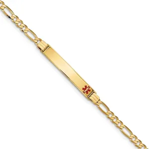14K Yellow Gold Figaro Link Medical ID Bracelet