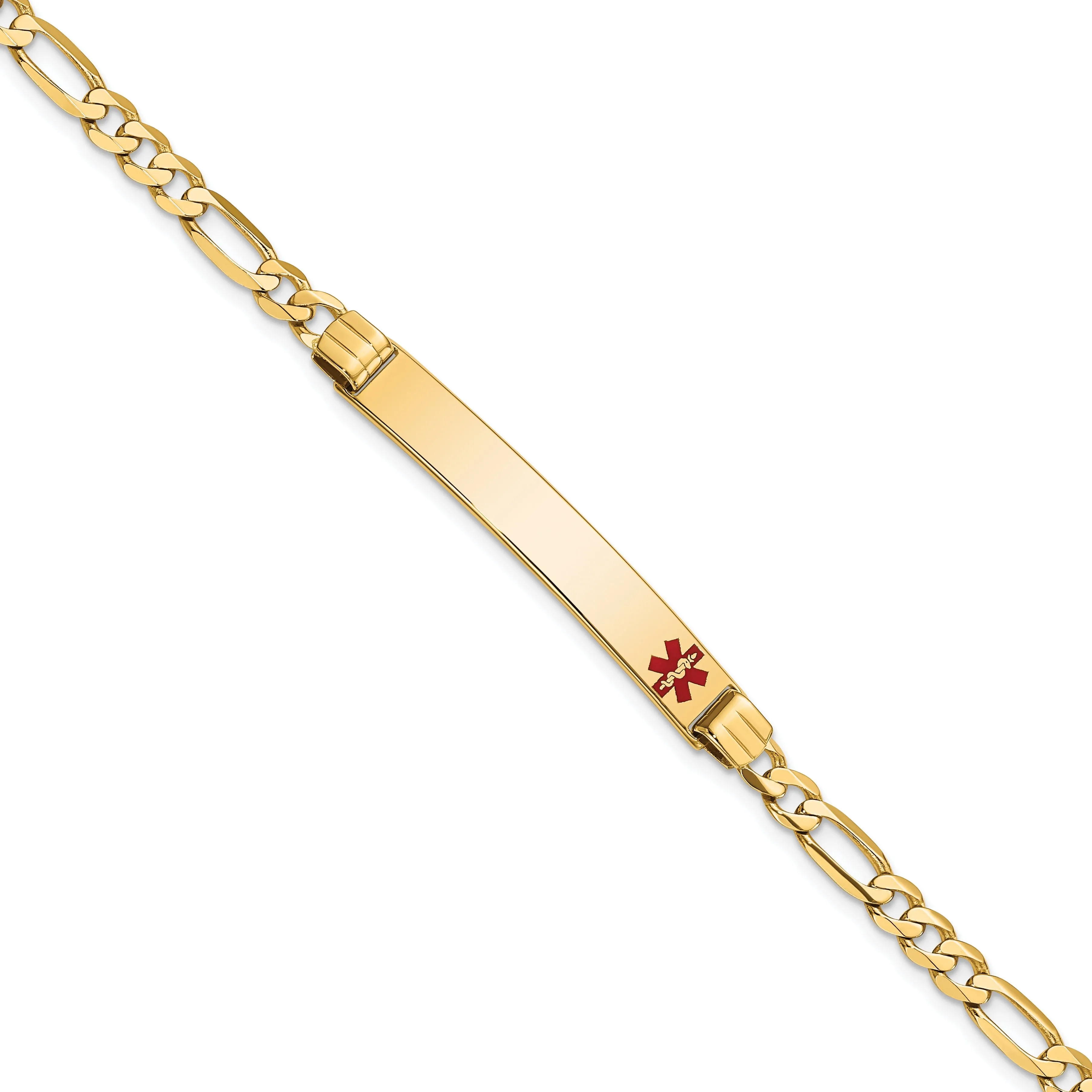 14K Yellow Gold Figaro Link Medical ID Bracelet
