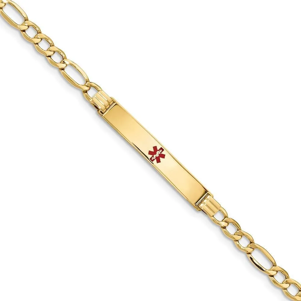 14K Yellow Gold Figaro Link Medical ID Bracelet