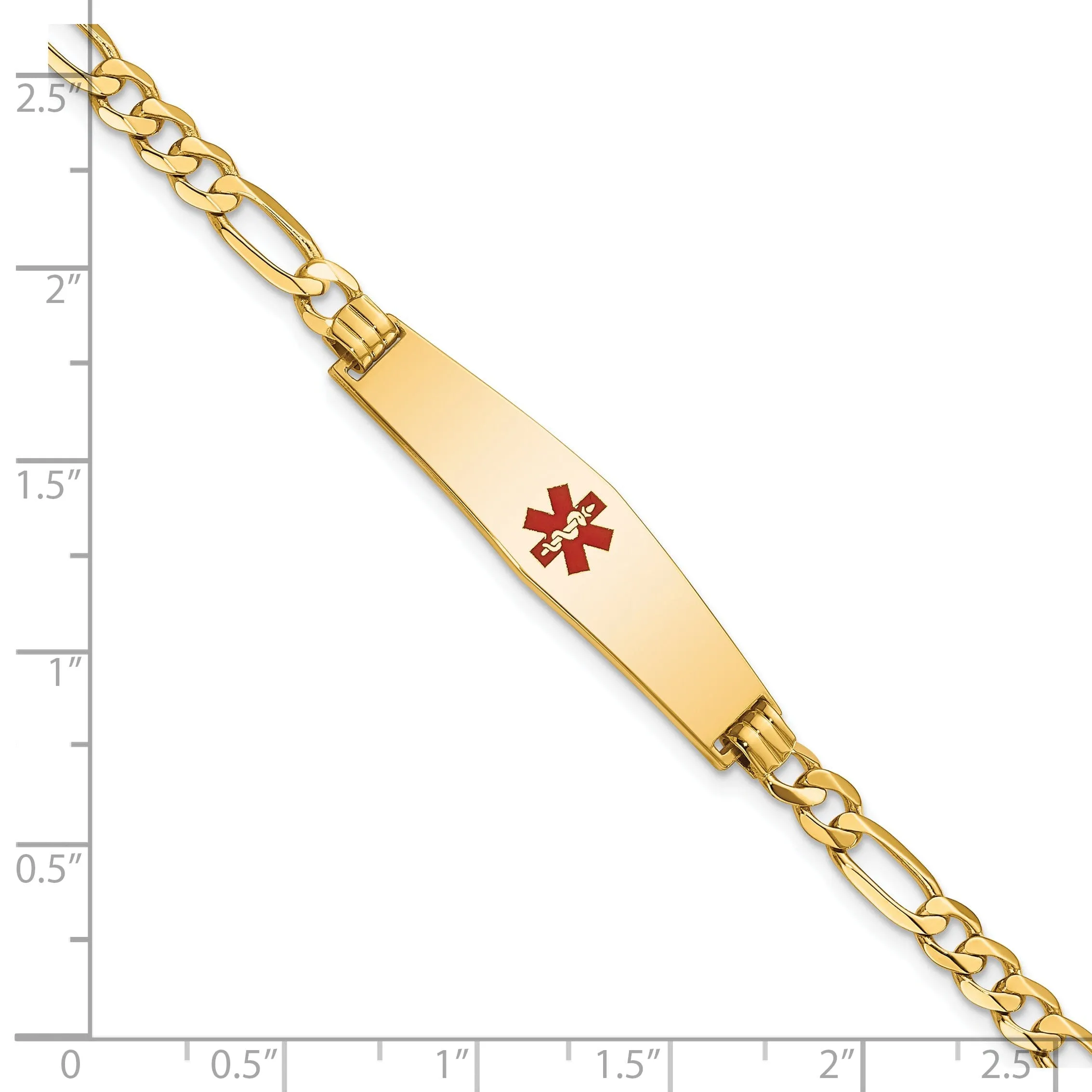 14K Yellow Gold Figaro Link Medical ID Bracelet