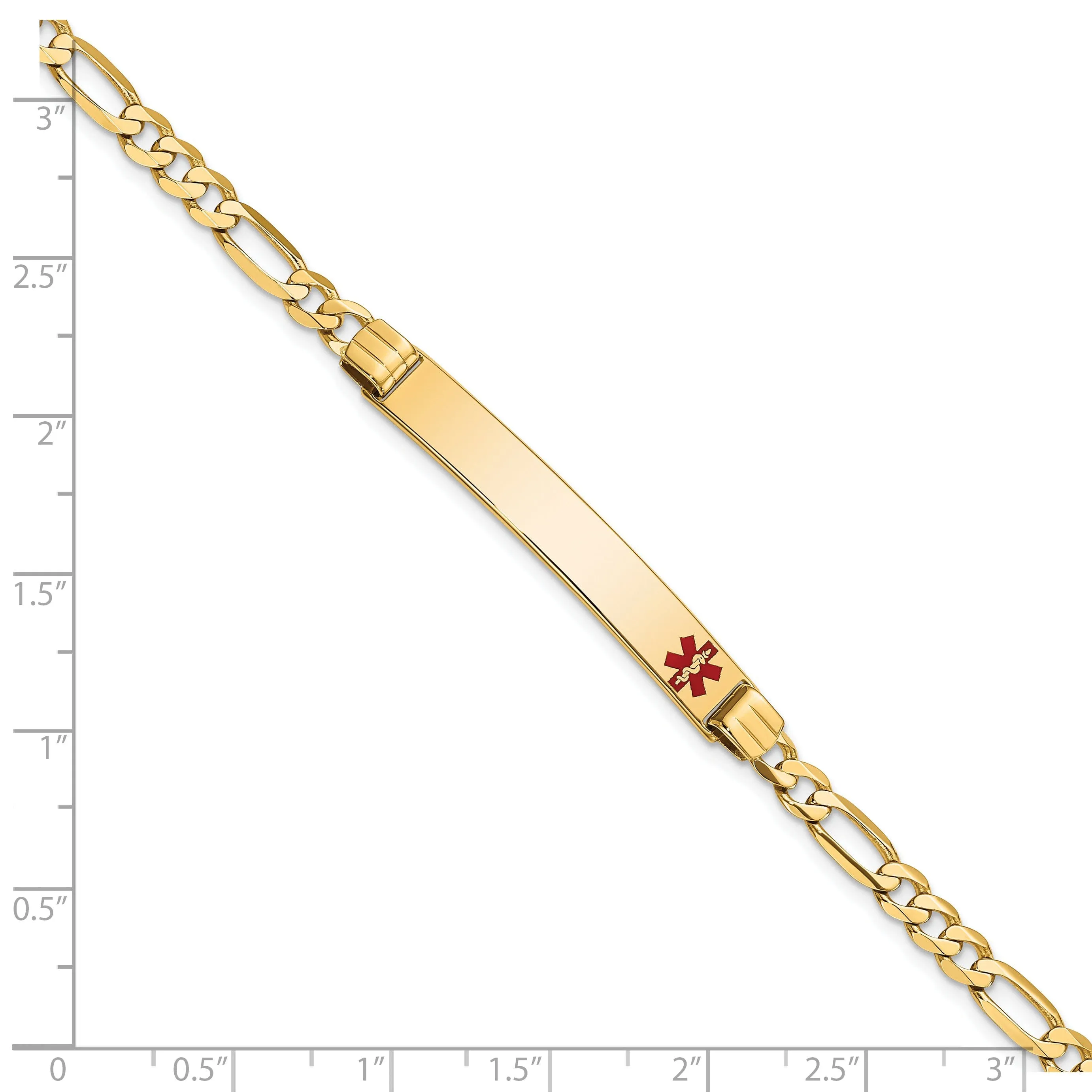 14K Yellow Gold Figaro Link Medical ID Bracelet