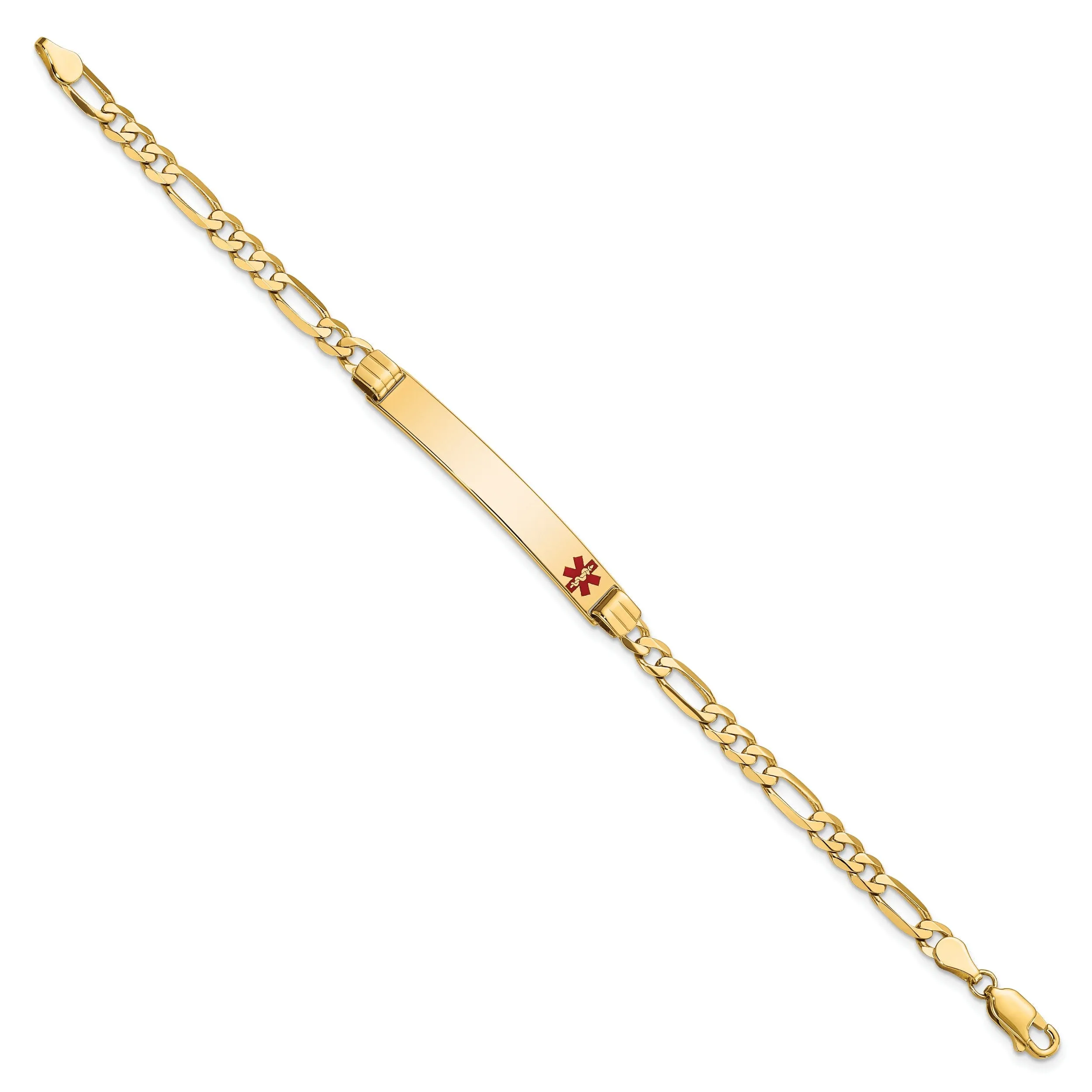14K Yellow Gold Figaro Link Medical ID Bracelet