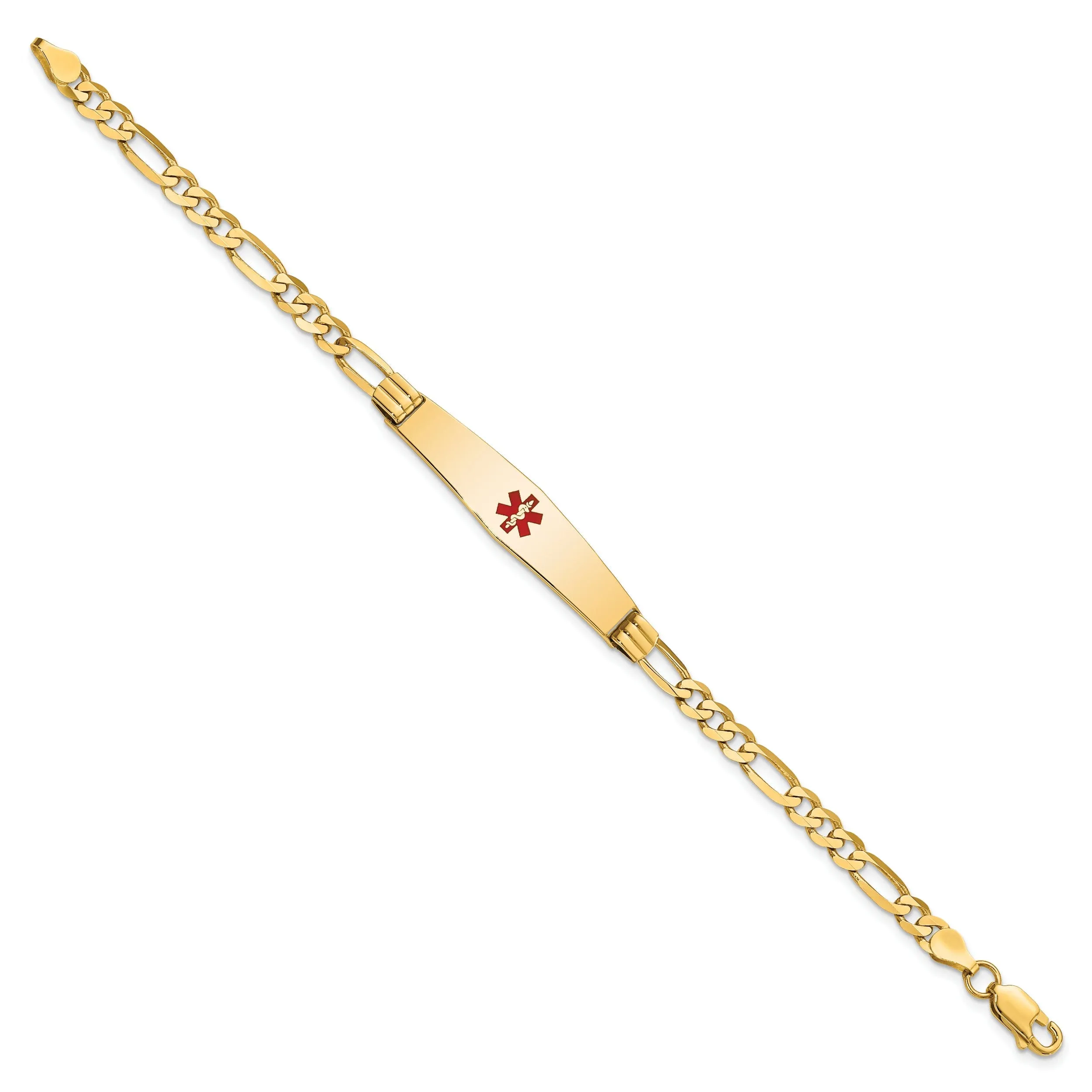 14K Yellow Gold Figaro Link Medical ID Bracelet