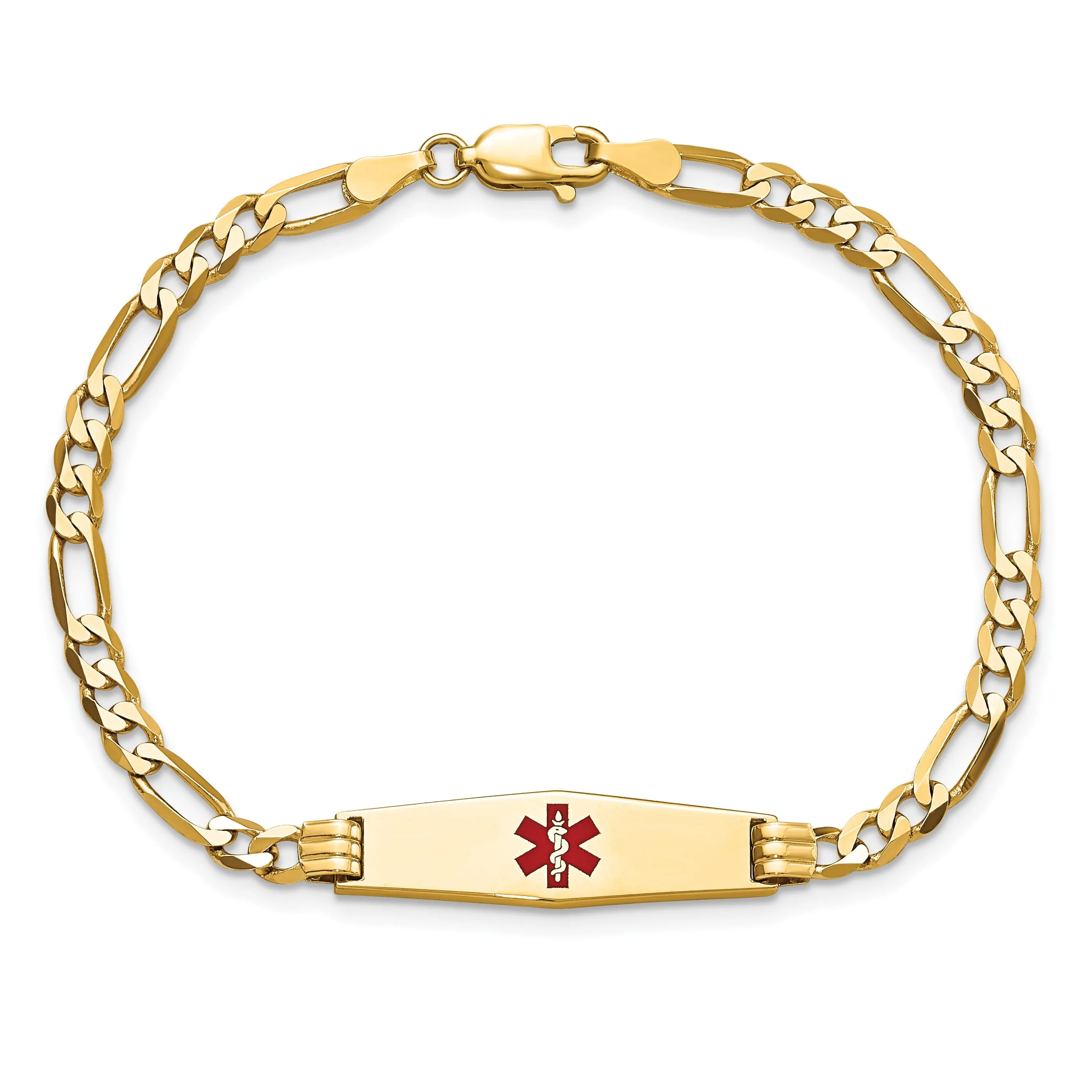 14K Yellow Gold Figaro Link Medical ID Bracelet