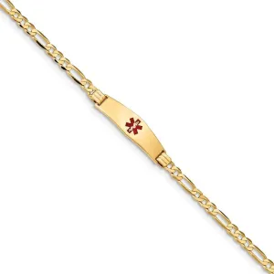 14K Yellow Gold Figaro Link Medical ID Bracelet