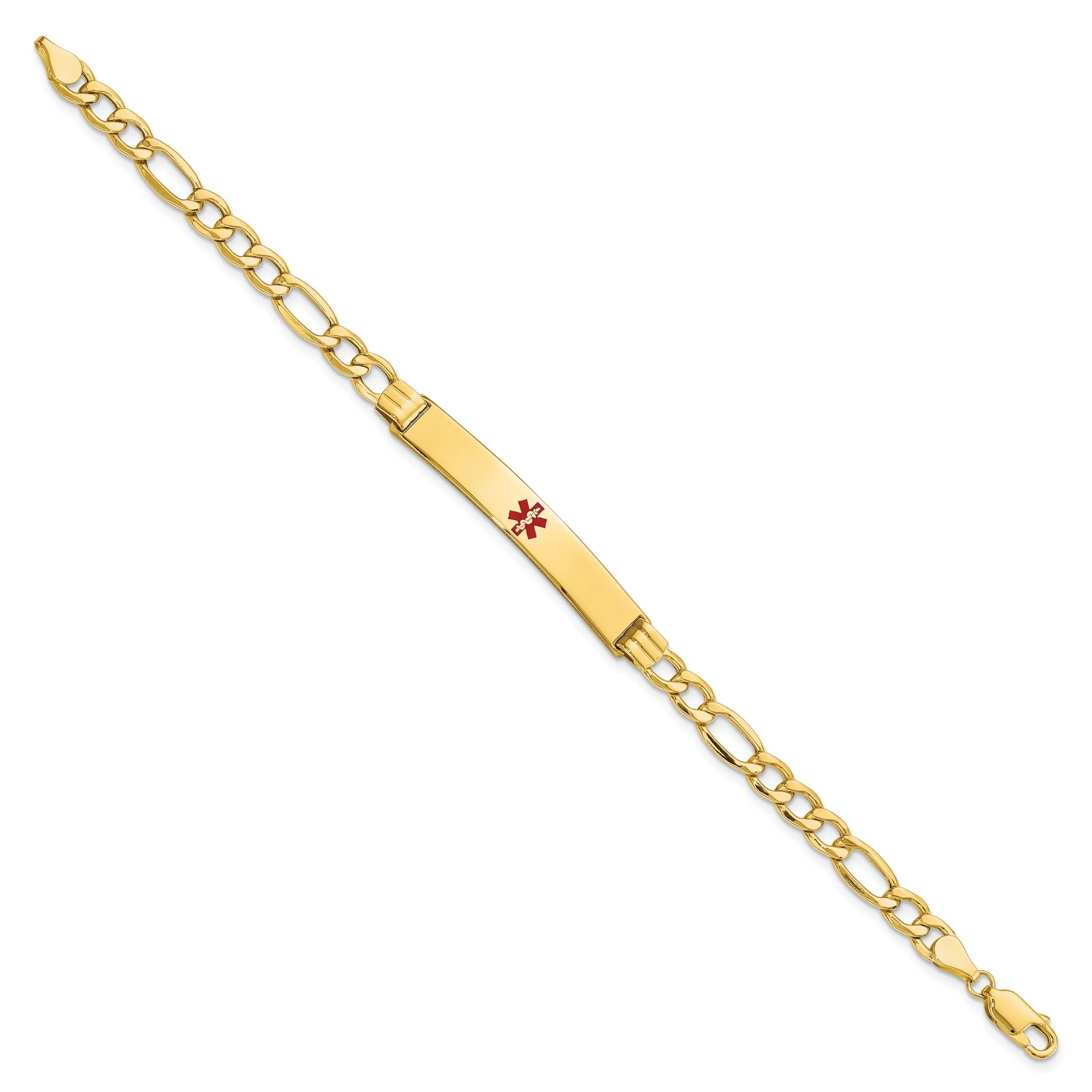14K Yellow Gold Figaro Link Medical ID Bracelet