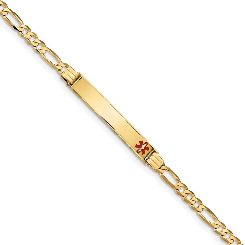 14K Yellow Gold Figaro Link Medical ID Bracelet
