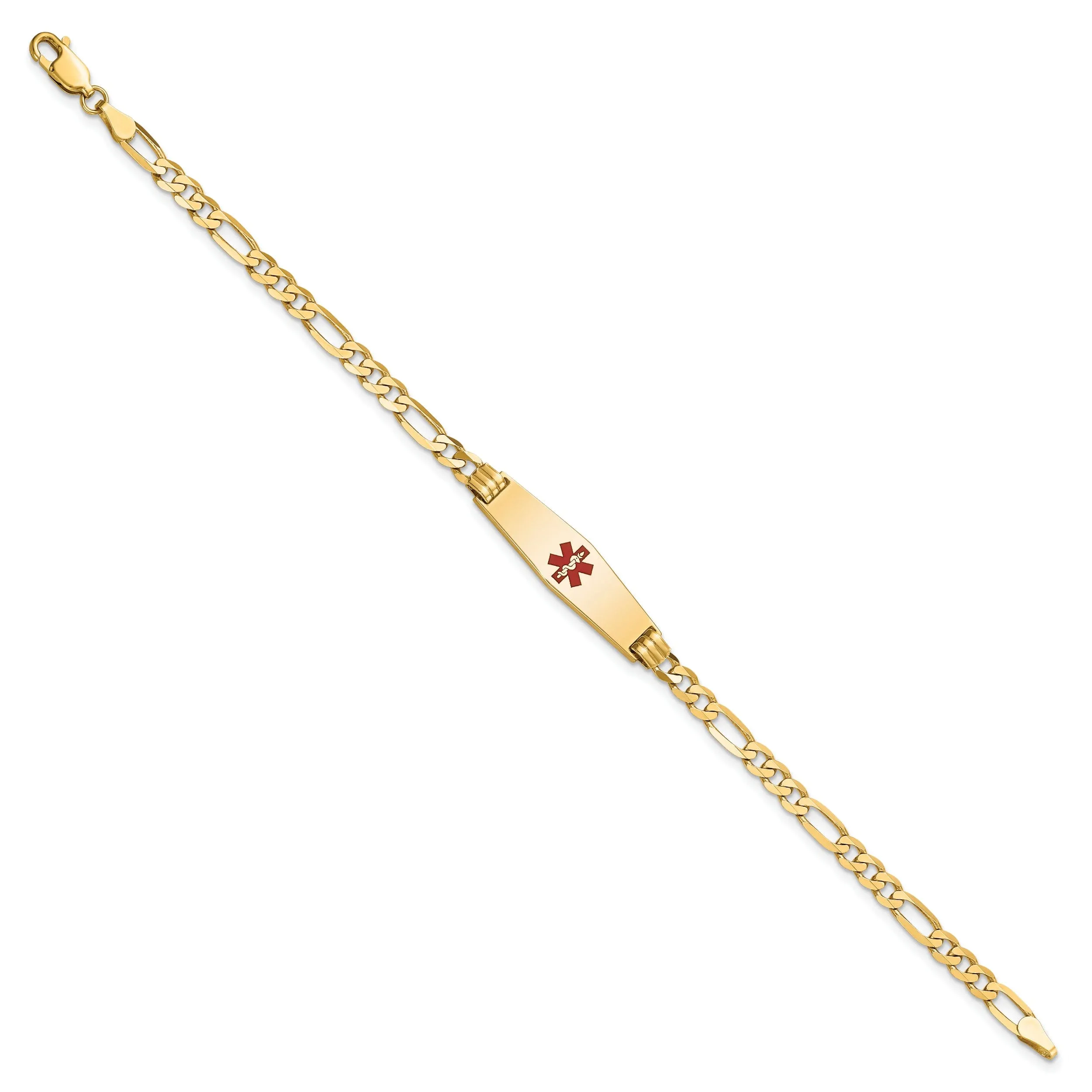 14K Yellow Gold Figaro Link Medical ID Bracelet