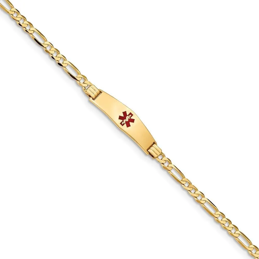 14K Yellow Gold Figaro Link Medical ID Bracelet