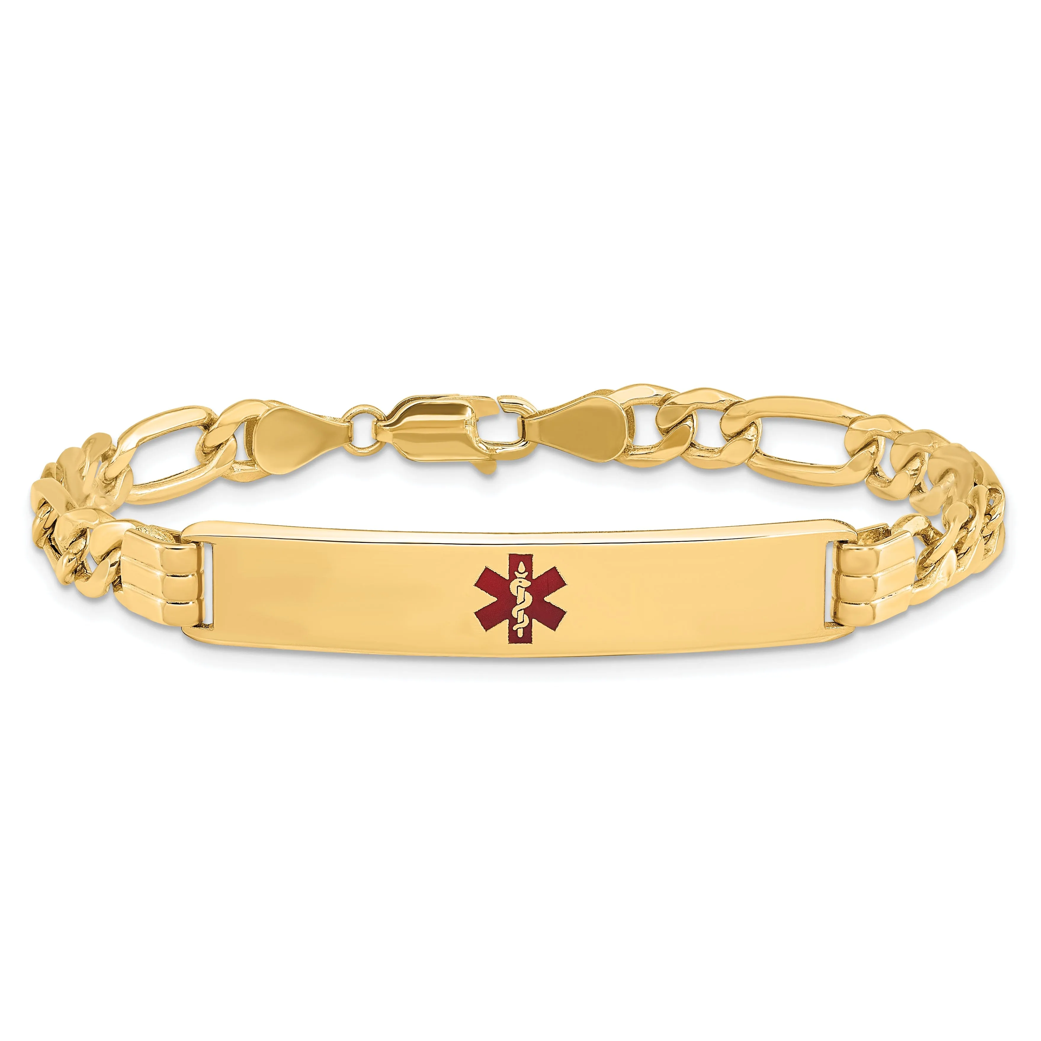 14K Yellow Gold Figaro Link Medical ID Bracelet