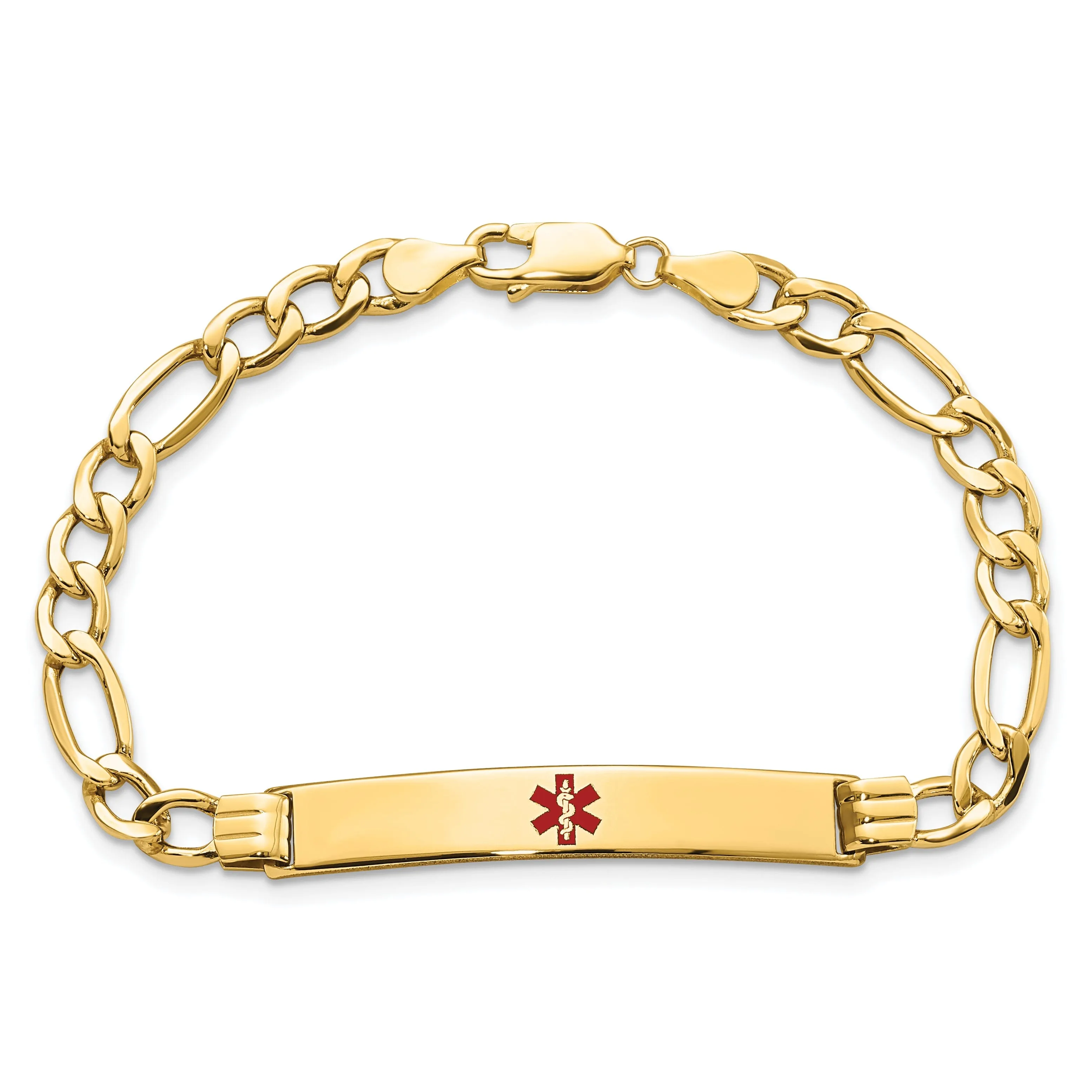 14K Yellow Gold Figaro Link Medical ID Bracelet