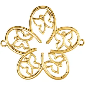 14k Yellow Gold Flower & Butterfly Center