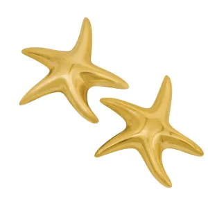 14k Yellow Gold Large Polished Starfish Earrings
