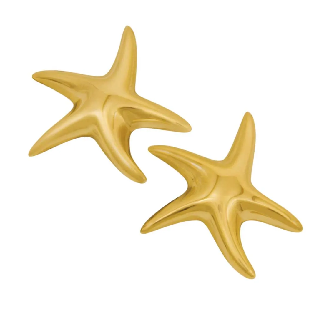 14k Yellow Gold Large Polished Starfish Earrings