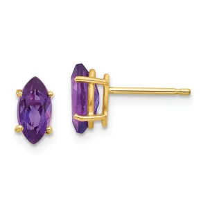 14k Yellow Gold Marquise Amethyst Earring