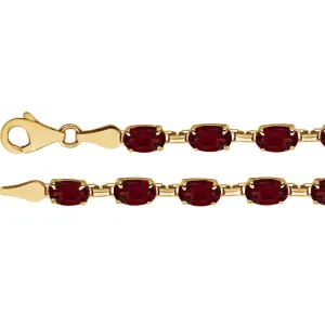 14k Yellow Gold Mozambique Garnet 7" Bracelet