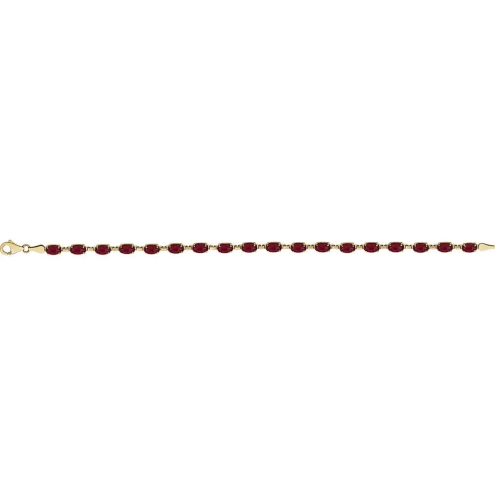 14k Yellow Gold Mozambique Garnet 7" Bracelet