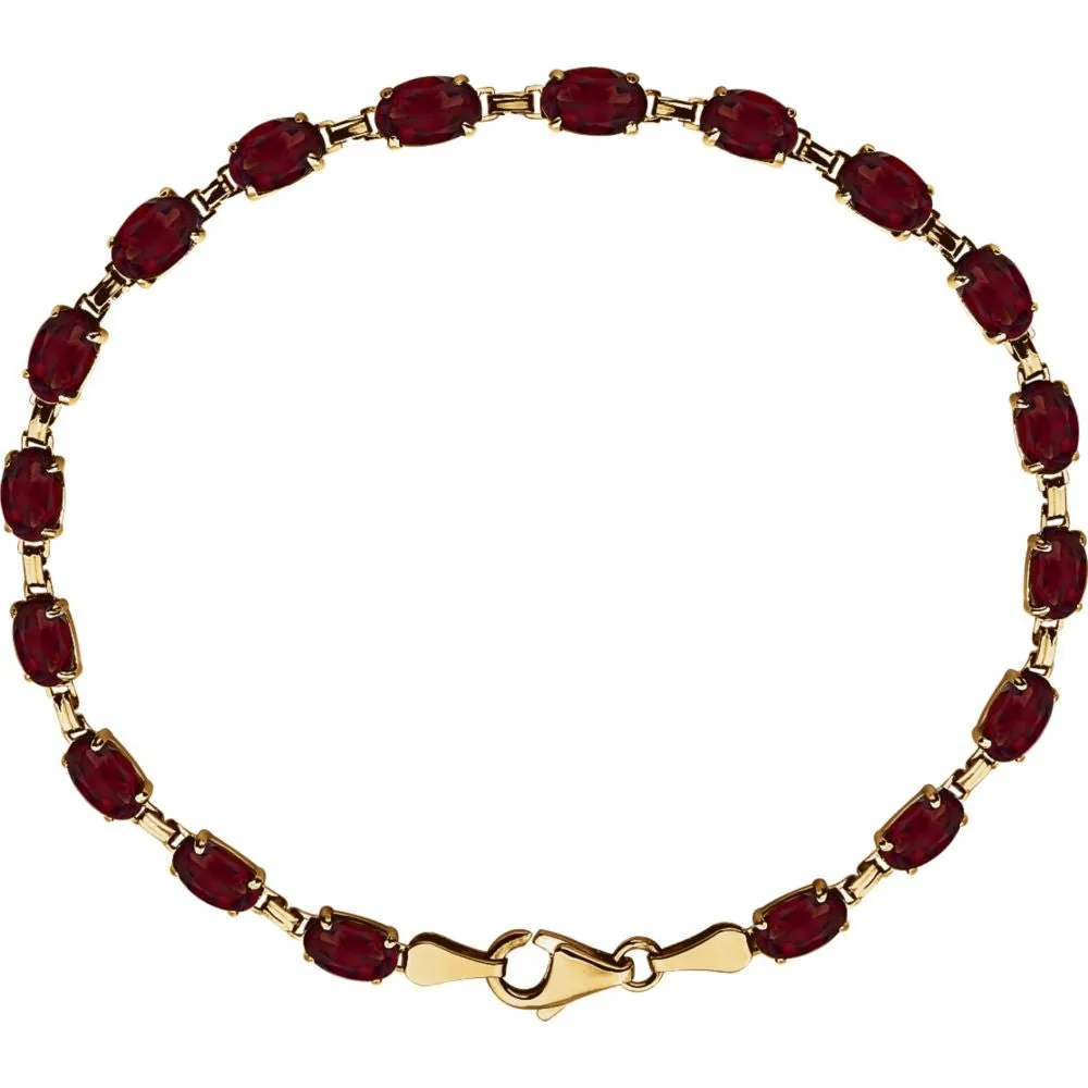 14k Yellow Gold Mozambique Garnet 7" Bracelet