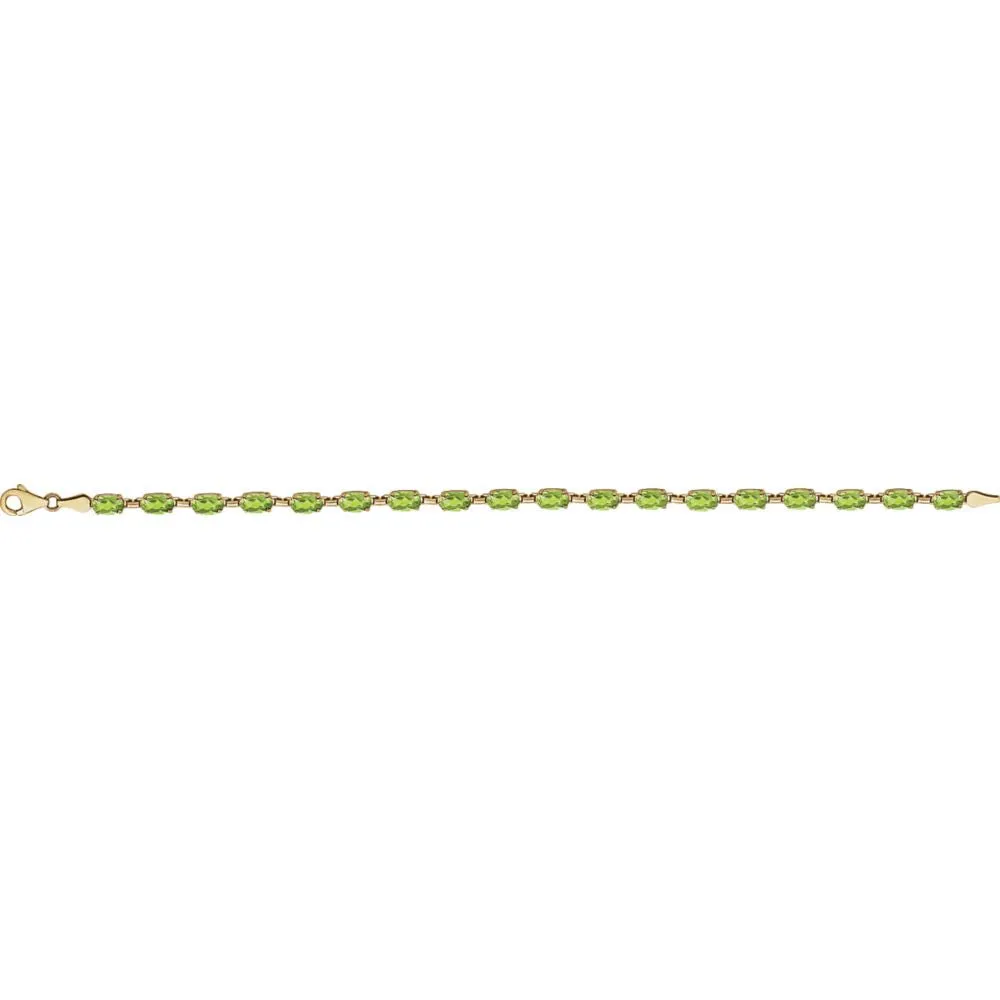 14k Yellow Gold Peridot 7" Bracelet