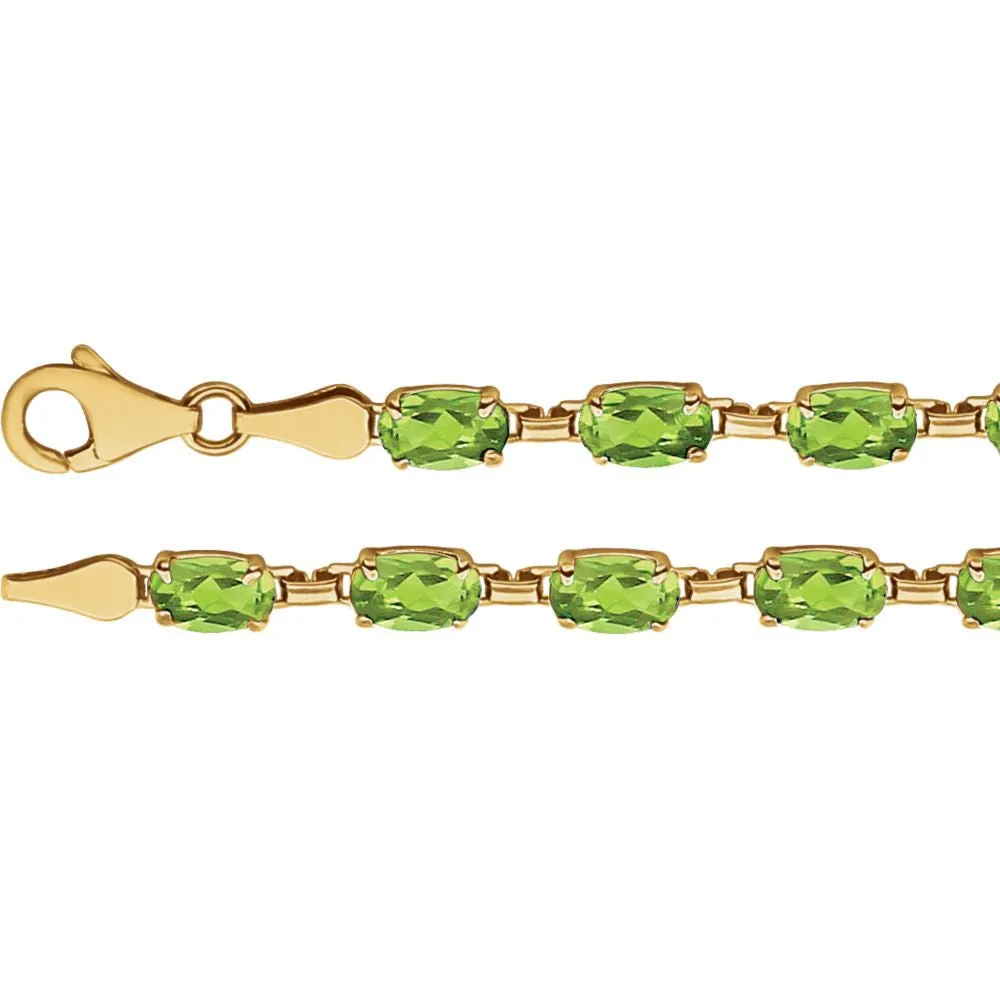 14k Yellow Gold Peridot 7" Bracelet