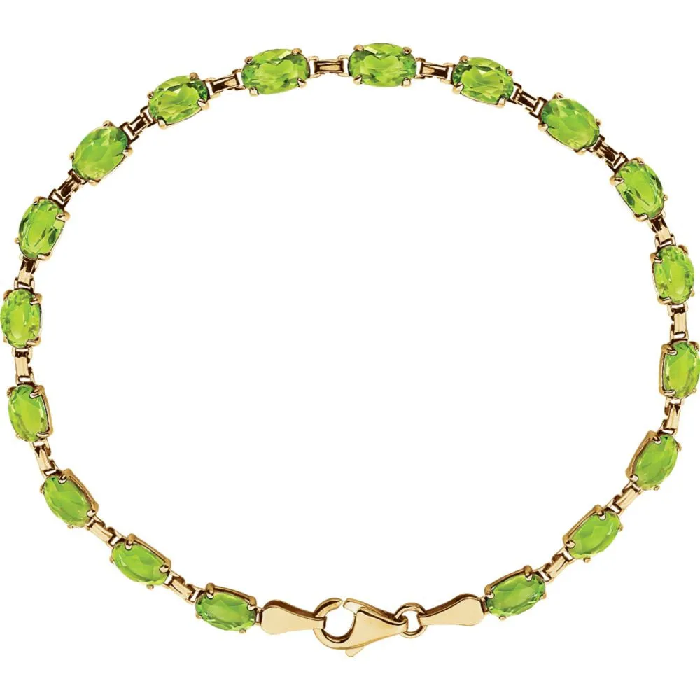 14k Yellow Gold Peridot 7" Bracelet