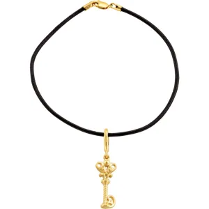 14k Yellow Gold Vintage-Style Key Charm 7" Bracelet
