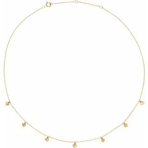 14K Yellow Heart 7-Station 16-18" Necklace