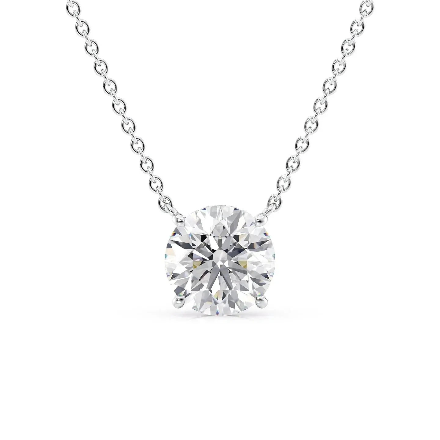 14kt White Gold Necklace with Lab Grown Round Brilliant Diamond Pendant, 5.33TCW