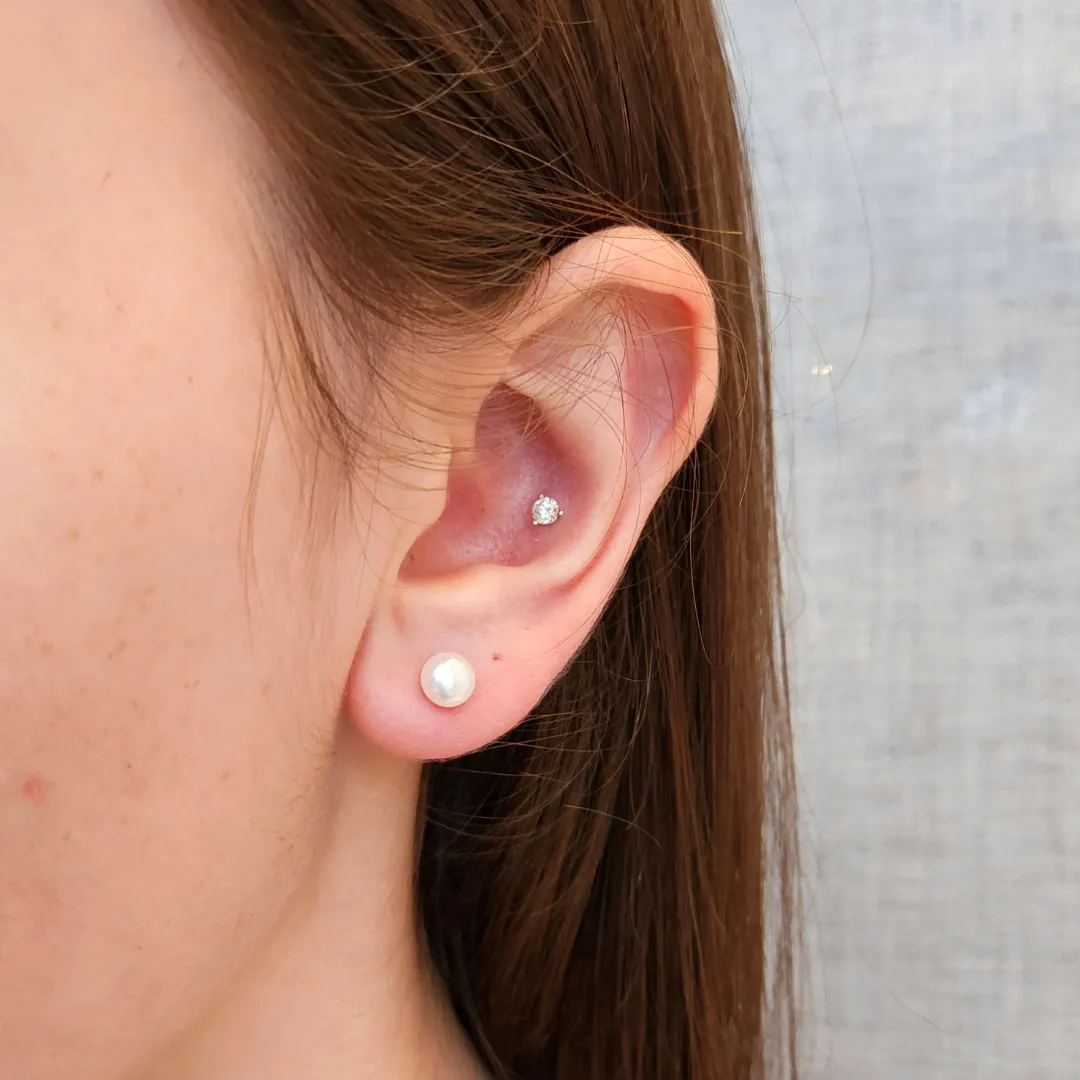 14ky pearl studs | 6-7mm