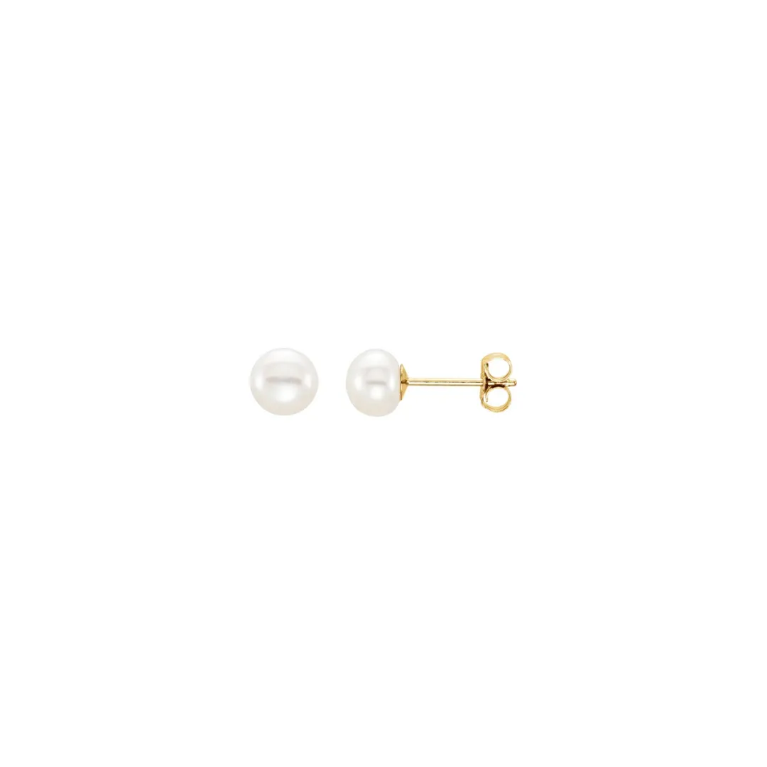 14ky pearl studs | 6-7mm